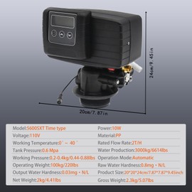 DEVALLEY 5600SXT Water Softener Valve,Time Type Digital Control Valve,Timer Valve Water Softener,High Performance Digital Metered on Demand Replacement Head with Display and Water Distributor……