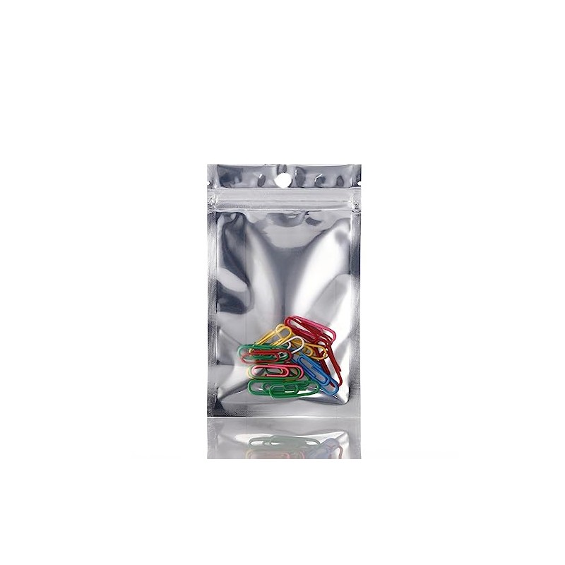 Pack of 100 Foil Bags, Resealable Odour-Proof Bags, Flat Bag