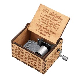 You are My Sunshine Wood Music Boxes,Laser Engraved Vintage Wooden Sunshine Musical Box Gifts for Birthday/Christmas/Valentine's Day (Wood-Dad to Daughter)