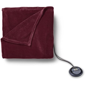 Sunbeam Microplush Blanket Electric Overblanket, 1", Garnet