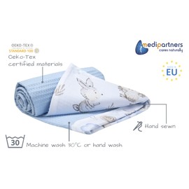 Medi Partners Blanket for Baby 100% Cotton Waffle 75x100cm Thin No filling Double-Sided Multifunctional Cuddly Blanket Soft Delicate
