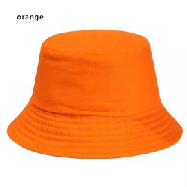 Unbranded Fisherman Cap Candy Color Sun Caps Unisex Casual Cotton Bucket Hat Outdoor  - orange