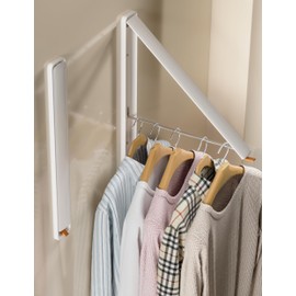 Dr.DJ Clothes Drying Rack, Wall-Mounted Retractable & Foldable Clothes Hanger for Laundry Room Organization and Storage, Clothes Hanger Rack for Dorm, Closet, Balcony(1 Pack, White)