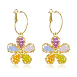 Beaded Earrings for Women Dangling Retro Earrings Colorful Daisy Flower earrings Handmade Boho Earrings for Women (colorful)
