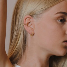 Diamday Women's and Men's Creole Earrings Stainless Steel Silver Gold Rose Gold Colourful Black Set Small Sleeping Hoop Earrings Diameter 8 mm 10 mm 12 mm 14 mm, Stainless Steel