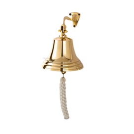 Solid Brass Wall Mounted Ship Hanging Bell 5.5 Inch Nautical Marine Call Bell with Rope - Reception, School, Outdoor, Indoor, Dinner and Church