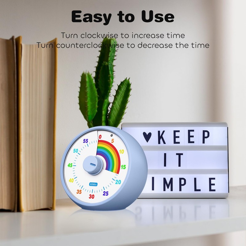 Visual Timer for Kids, 60-Minute Countdown for Classroom Office Kitchen,