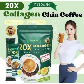 FITGUM 20X Collagen Chia Coffee - 11 in 1 Coffee Mix