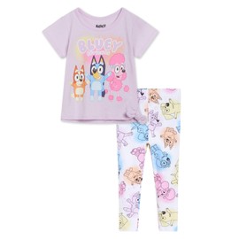 Bluey Bingo Coco Toddler Girls T-Shirt and Leggings Outfit Set Lavender 3T