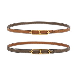 LumiSyne Women Leather Belt Reversible Two Color Thin Belt Pin Buckle Adjustable Decorative Waistband For Jeans Dress Coat