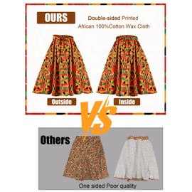 ROLVNHTV 5 Pcs Women African Attire African Printed Skirt Head Wrap Stole Bead Bracelets Earrings African Traditional Costume