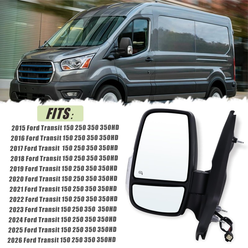 Left Driver Side Mirror Compatible With 2015-2026 Ford Transit 150