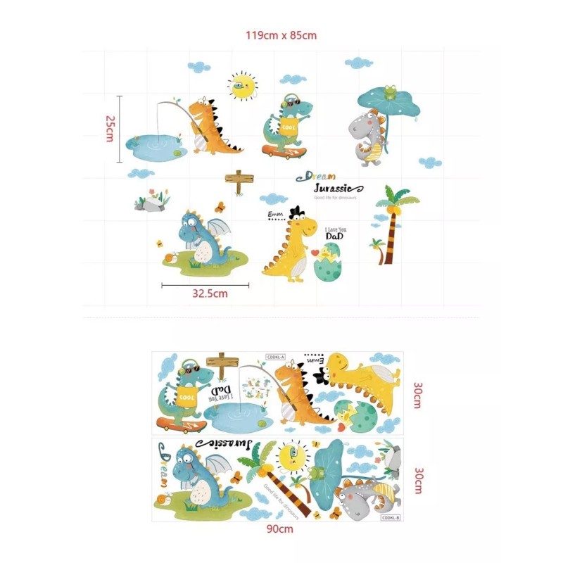DaraBaby Vinil Decorativo Infantil Dinosaurios Habitación Niño Bebe