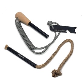 Coopers Bay Firestorm-Plus Ferro Rod and FireWick Tinder Kit | Jumbo 1/2" Ferro Rod | Includes Reusable FireWick Torch | Fire Starter Survival Tool Package for Your Gear Bag