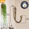 Alele 12Pcs Brass Wall Hooks,Single Prong Hook Hanger,Robe Towel Hooks,Zinc