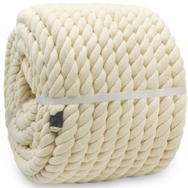 BONSINY Natural White Cotton Rope 1 Inch x 100 Feet Tug of War Rope- Thick Cotton Rope for Crafts Swing Pulling DIY Projects