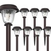 DERAYSION 8 Pack Solar Lights Outdoor, Stainless Steel Glass Solar