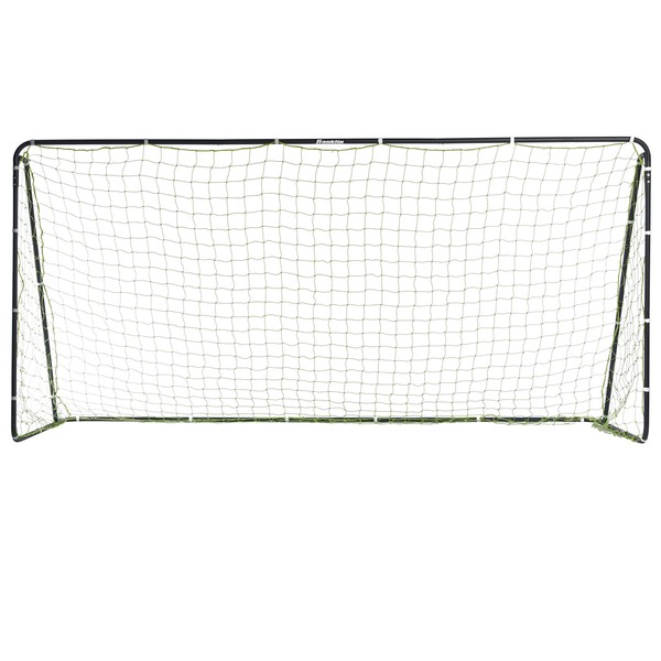 Franklin Sports Competition Soccer Goal - Steel Backyard Soccer Goal with Net - Includes 6 Ground Stakes - 12' x 6' Youth Soccer Goal - Black