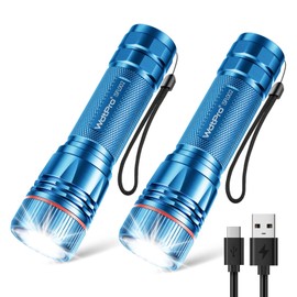 WdtPro Rechargeable Flashlights High Lumens, 2 Pack Super Bright LED Small Tactical EDC Flashlight with 10H Runtime, Portable Flash light for Camping, Home, Emergency Essentials Blue(Battery Included)
