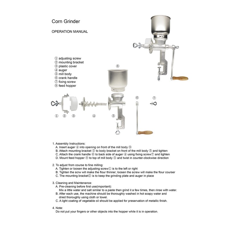 Chefcaptain Manual Cast Iron Grain Grinder, Corn Grinder, Food Mill