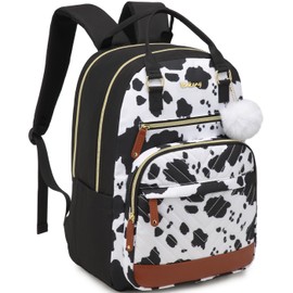 VANKANY Designer Backpack Purse for Women, Water-Repellent Commuter Travel Bag with Laptop Sleeve, Computer Bag Rucksack for Work Casual, CowPrint Brown