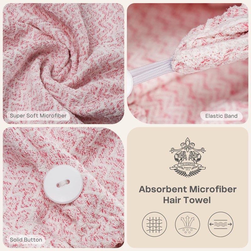 Vie Triomphe Hair Towel Wrap Set of 3, Quick Dry,