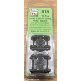 Kadee HO Scale #518 Barber S-2 Roller Bearing Metal Trucks 70-Ton (Smoth Back)