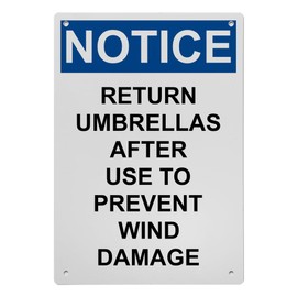 OSHA Return Umbrellas After Use To Sign, 8.5 x 11 in" OSHA Compliant Information Sign, Weatherproof Plastic, UV resistant & Easy-to-Read Signage