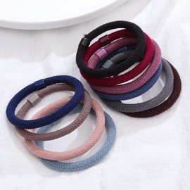 Mezco Multi-color Simple Head Rope Mixed with Hair Ring Hair Tie Elastic Ponytail Holder Rubber Band for Women's (Multicolor) (Pack Of 10)