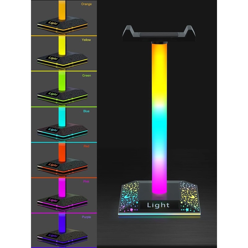GIPOYENT Illuminated Gaming Headset Stand RGB with USB Port Illuminated