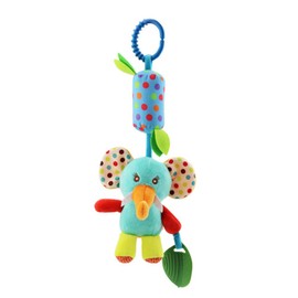 Joyshare 4 PCS Baby Soft Hanging Rattle Crinkle Squeaky Toy - Baby Toys for 0 3 6 9 to 1 Animal Ring Plush Stroller Infant Car Bed Crib Travel Activity Hanging Wind Chime with Teether for Boys Present