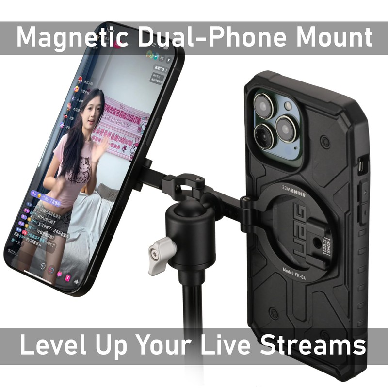Dual Magnetic Ring Phone Mount - Foldable 360° Rotation CNC