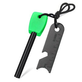 Flint and Steel Fire Starter Kit, Glow in the Dark Fire Steel with Scale Scraper Magnesium Ferro Rod Fire Striker Fire Starter Flint and Steel Survival Tool for Travelling Camping Hiking