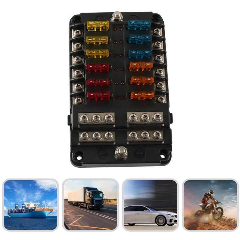 12 Way Fuse Box with Negative Terminals and Fuse Wire