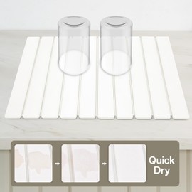 Large Stone Dish Drying Mat – Collapsible Fast-Drying Diatomaceous Earth Mat for Dishes, Bottles, and Cups – 23.62"L x 15.75"W Absorbent Kitchen Counter Mat