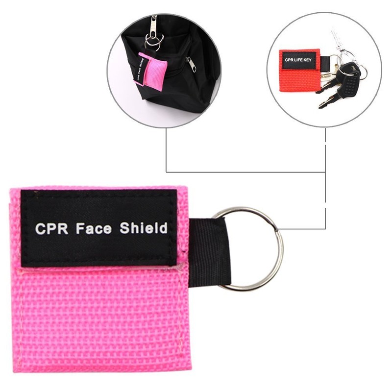 100pcs CPR Face Shield Mask Keychain Keyring Emergency Kit CPR