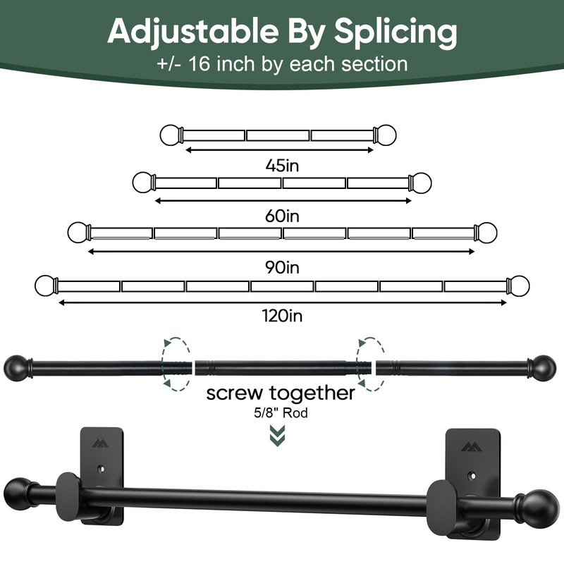 ZNONOX Curtain Rods No Drilling for Windows 30 to 90