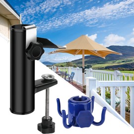 Eysbiy Patio Umbrella Clamp, Umbrella Holder Clip with Umbrella Hanging Hook, Adjustable Patio Umbrella Clips Parasol Holder Beach Fishing Umbrella Mount Clamp for Table and Chair