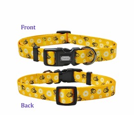 Olahibi Dog Collar Leash Set, Floral Pattern, Polyester Material, Adjustable Collar and 5ft Matching Leash, for Puppy Dogs.(XS, Bee Daisy)