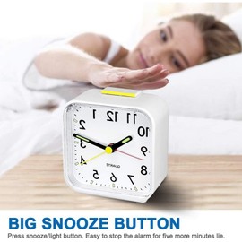 Night Light Small Alarm Clock | Silent Non-Ticking Quartz Clock with Night Light - Loud and Portable Alarm Clock for Bedside Table, Desk, Kitchen, Bedroom