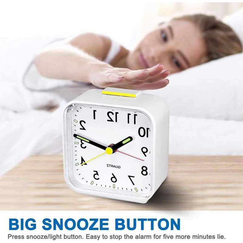 Night Light Small Alarm Clock | Silent Non-Ticking Quartz Clock