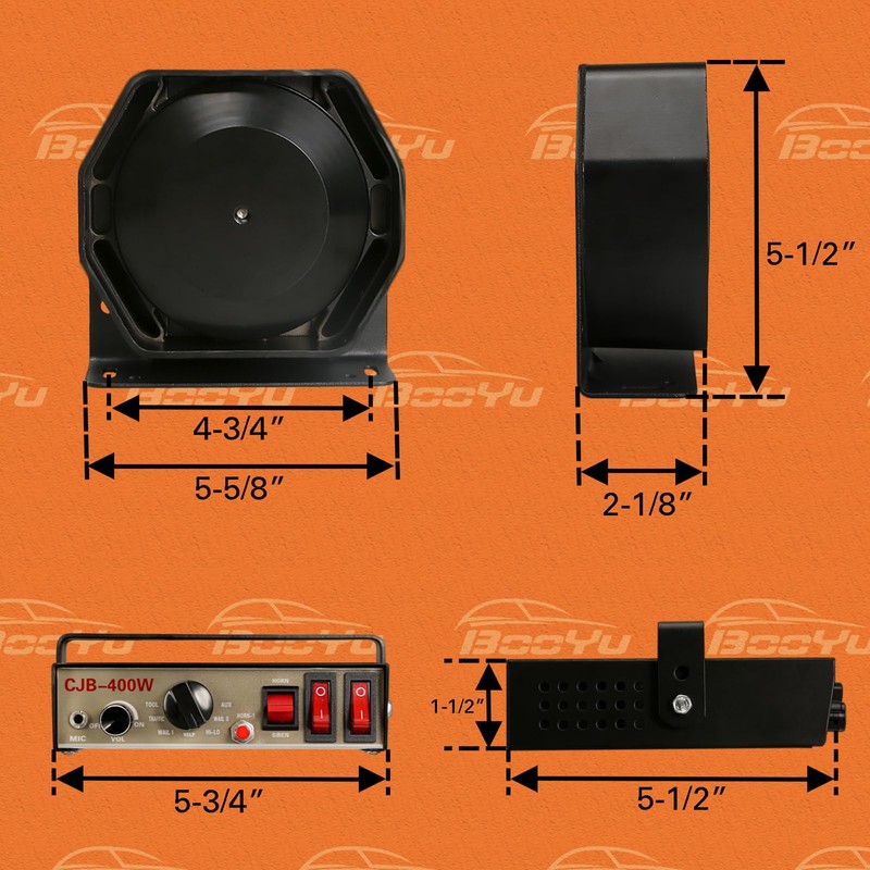 12V 400W 9 Tones Warning Emergency Siren PA System [Slim