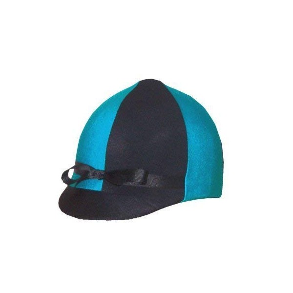Equestrian Riding Helmet Cover - Turquoise and Black