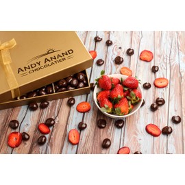 Andy Anand’s Chocolates - Premium California Farm Strawberries covered with Rich Dark Chocolate in a Gift Box, All Natural Certified made from Natural Ingredients - 1 lbs