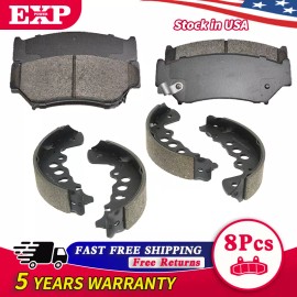 EXPPOWER 6pc Front Ceramic Brake Pads + Rear Shoes Kit for 1999-2004 Chevy Tracker Vitara