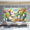 Happy Easter Photo Backdrop Bunny Rabbit Easter Eggs Flower Banner