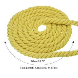 PATIKIL 15 Feet Tug of War Rope for Adults Teen, 3-Strand Natural Twisted Cotton Rope with Flag for Yard Game Team Building Activities, Yellow