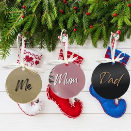 Uniqicon 20Pcs Gold Mirrored Round Acrylic Ornaments, 3mm Blank Acrylic Ornaments For Crafts, 1/8 Inch Extra Thick Flat Ornaments For Stocking Name Tags, DIY Gift Tag, Tree Bauble Decoration