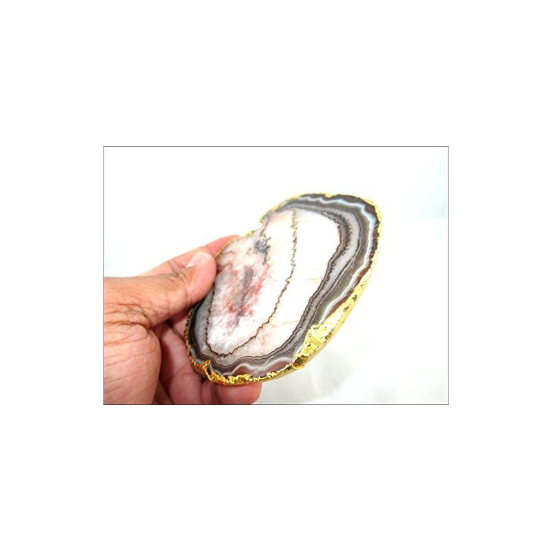 Jet International Gold Plated Agate Slice Coaster Single (1) Piece