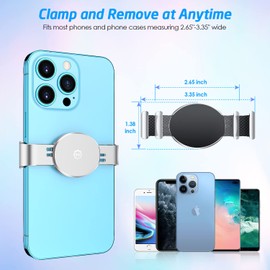 WixGear Metal Phone Clamp for Magnetic Car Mount [Clip and Remove at Anytime] Metal Phone Clip for All Magnet Car Holder Cell Phone Magnetic Plate